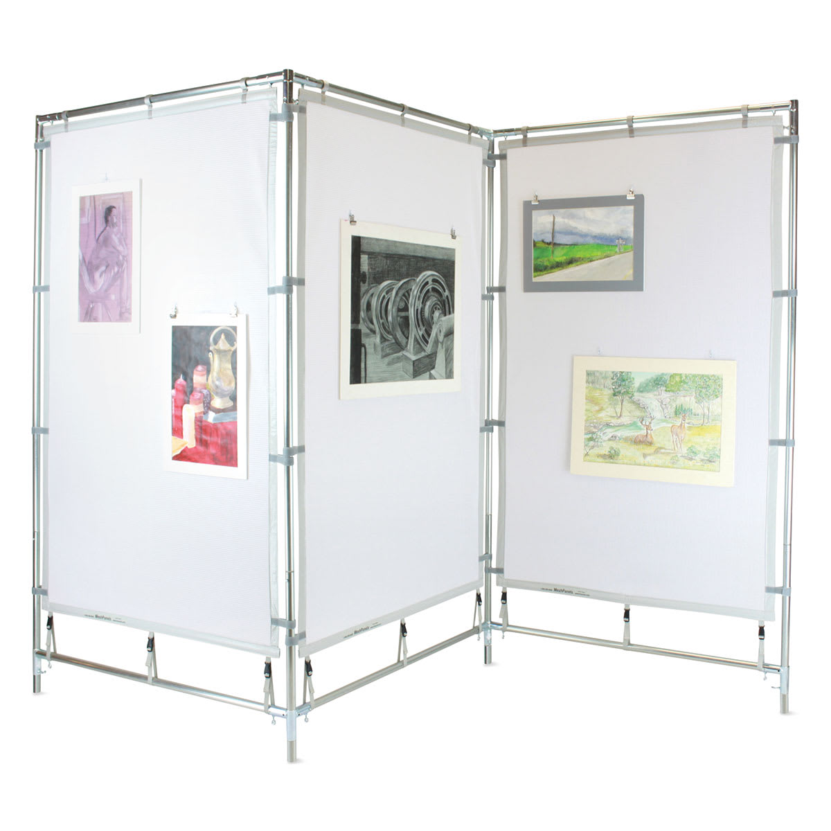 Flourish MeshPanels Steel Three-Panel Display Walls - 3 Panel, 4ft Walls (with artwork on panels) Flourish MeshPanels Steel Three-Panel Display Walls - 3 Panel, 4ft Walls (with artwork on panels)