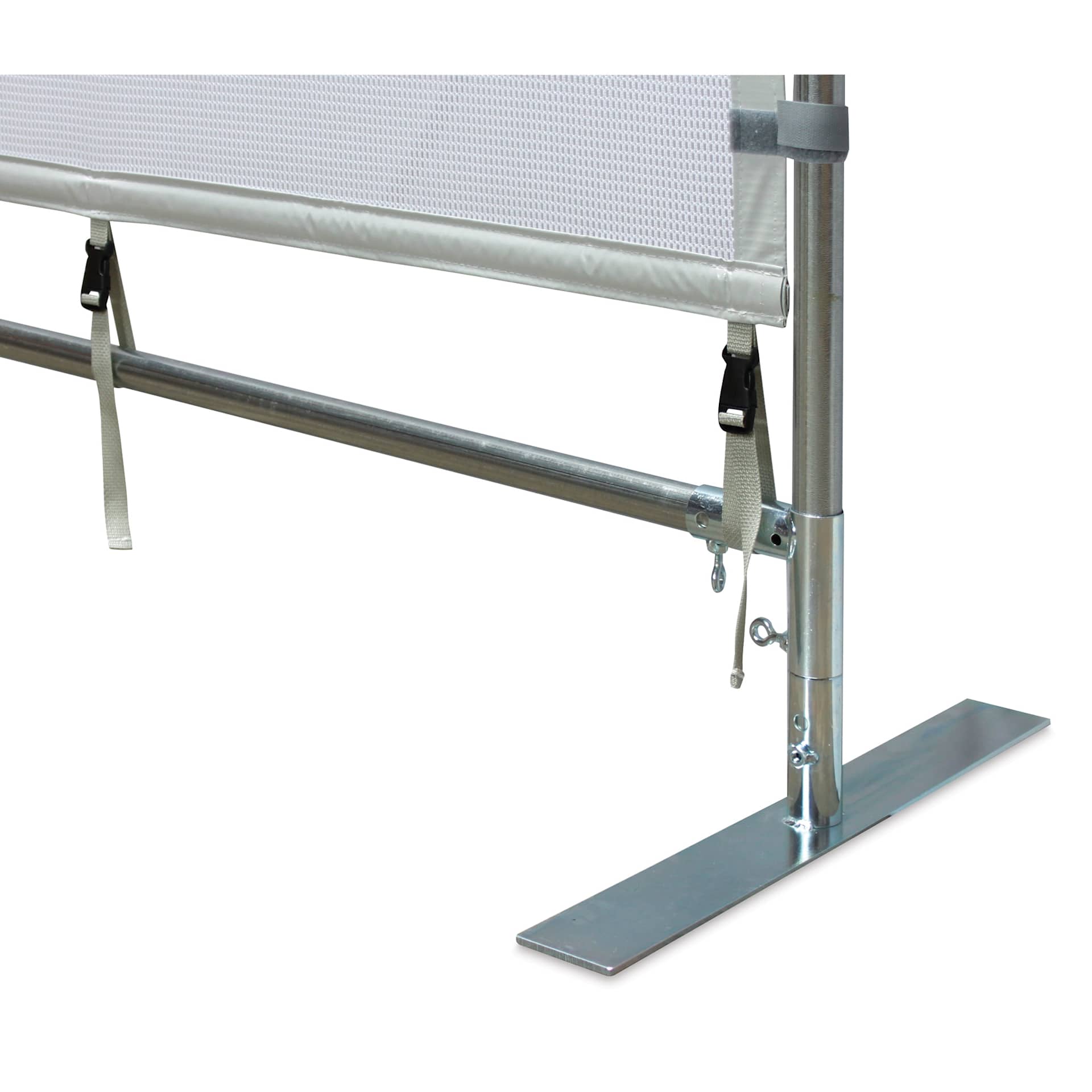 Flourish Freestanding Steel Frame MeshPanel Display Wall (close-up of standard feet) Flourish Freestanding Steel Frame MeshPanel Display Wall (close-up of standard feet)