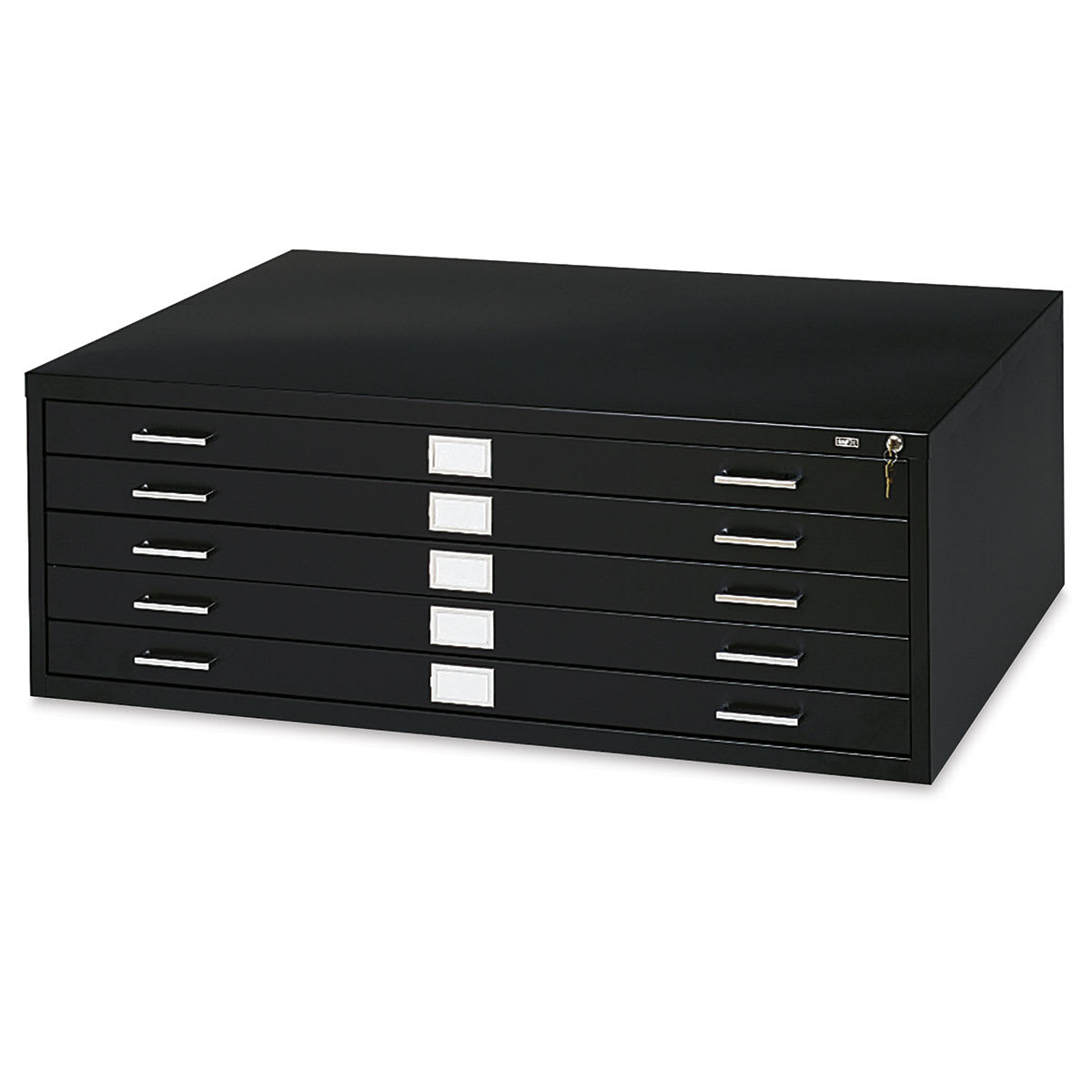 Safco 5-Drawer Steel File - Black, Flat File Unit, Medium