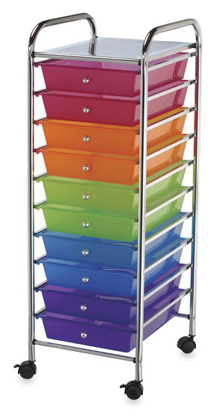 Mobile Storage Cart, 10-Drawer