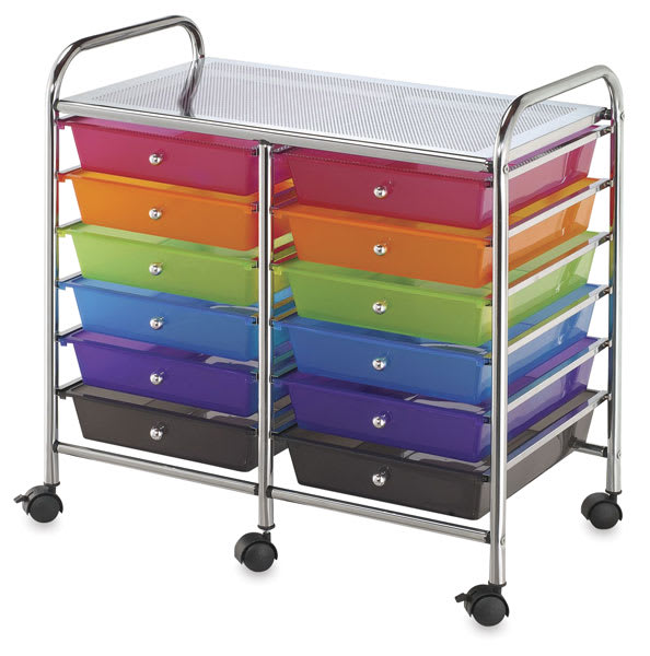 Mobile Storage Cart, 12-Drawer