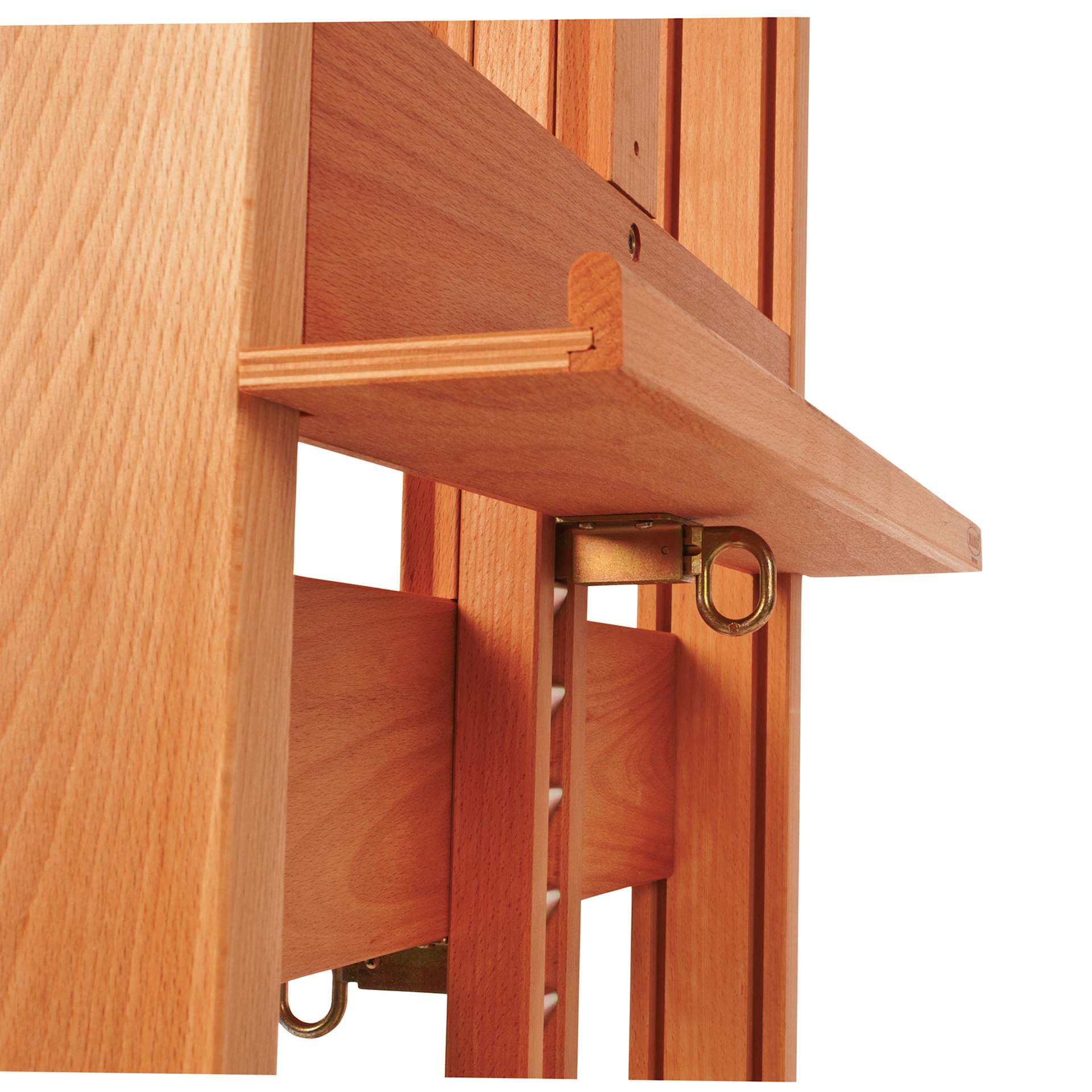 Mabef M-19 Double-Sided Studio Display Easel, close-up of bottom canvas holder