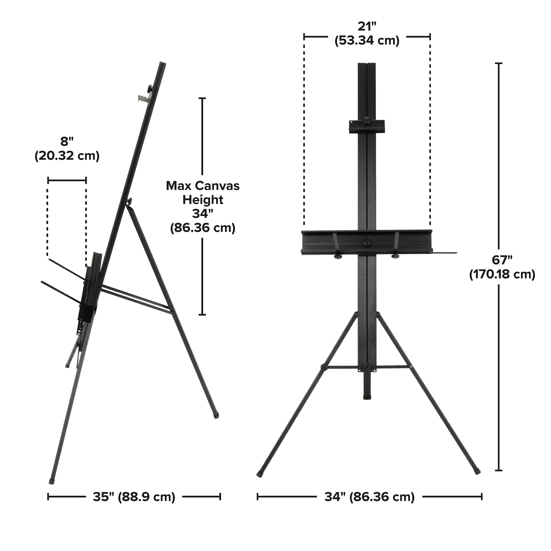 Blick Studio Aluminum Single-Mast Easel, dimensions