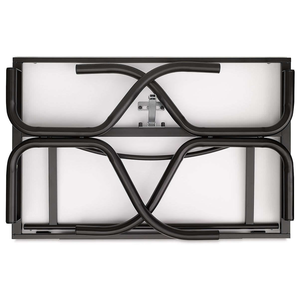 Black/White Top Folding Craft Station - Bottom view of table with legs folded for storage