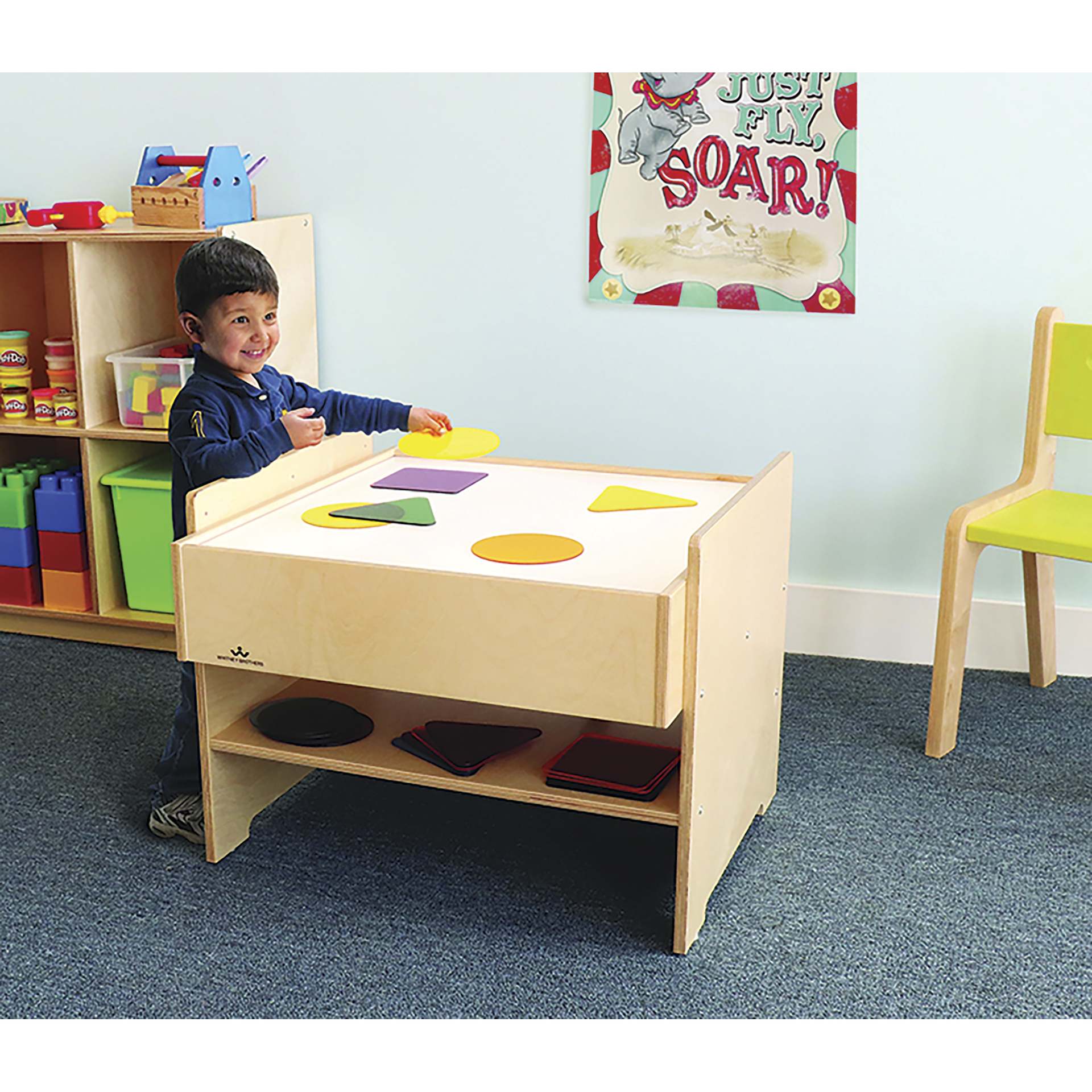 Whitney Brothers Children's Light Table, child next to table in classroom