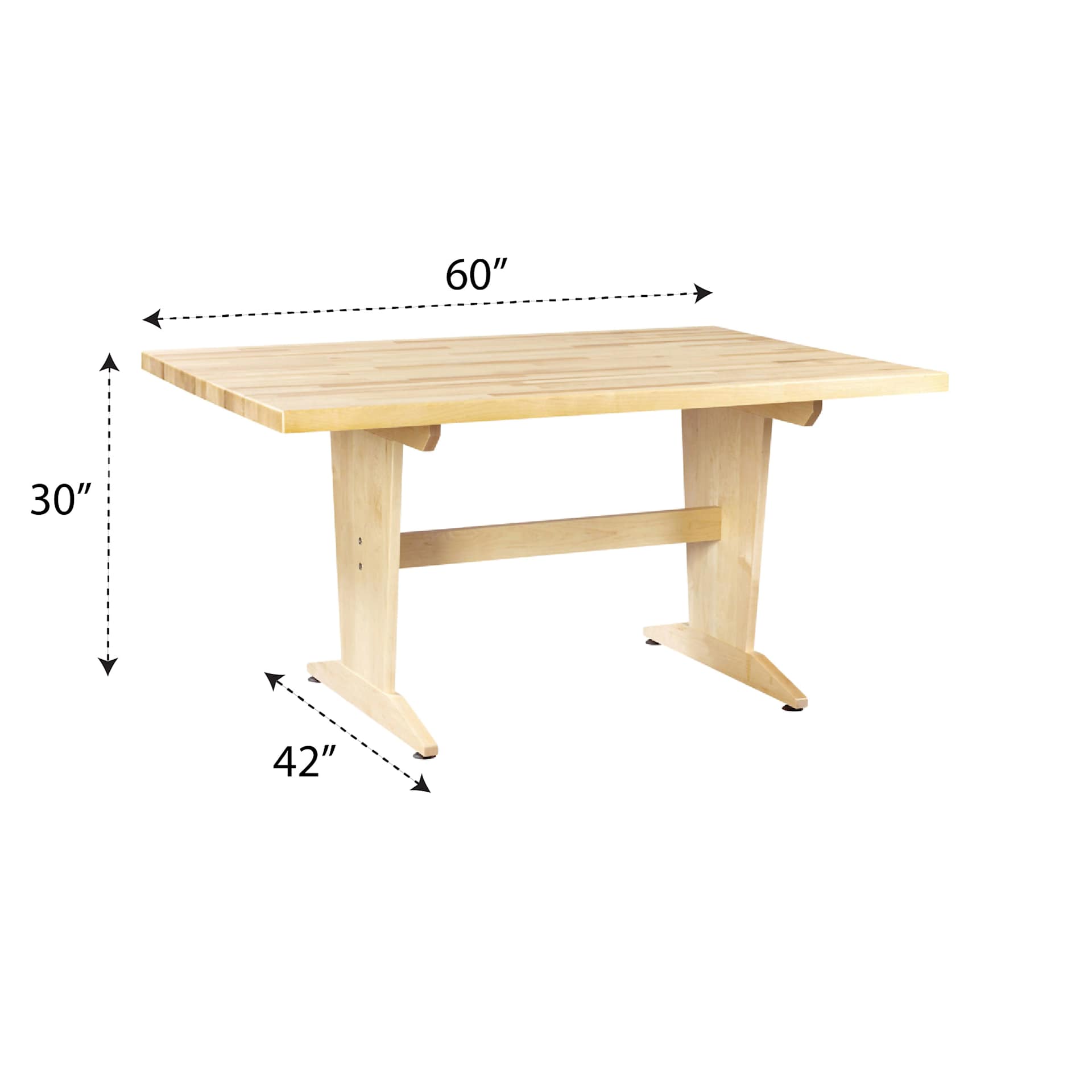 Diversified Spaces Planning Table - Maple Top, 30"H x 60"W x 42"D with dimensions