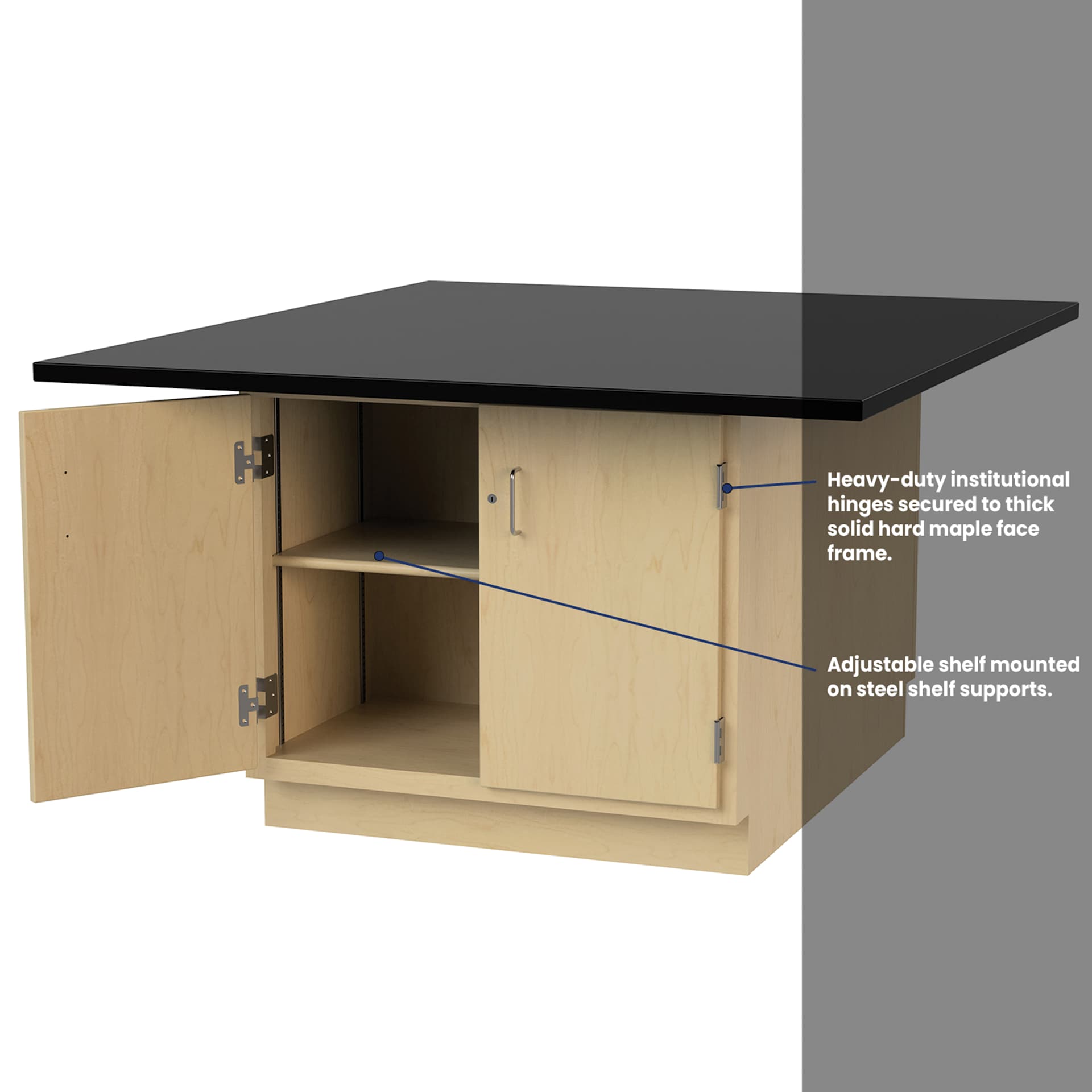 Hann Art and Printmaking Workstation - Black Laminate Top, 2-Door
