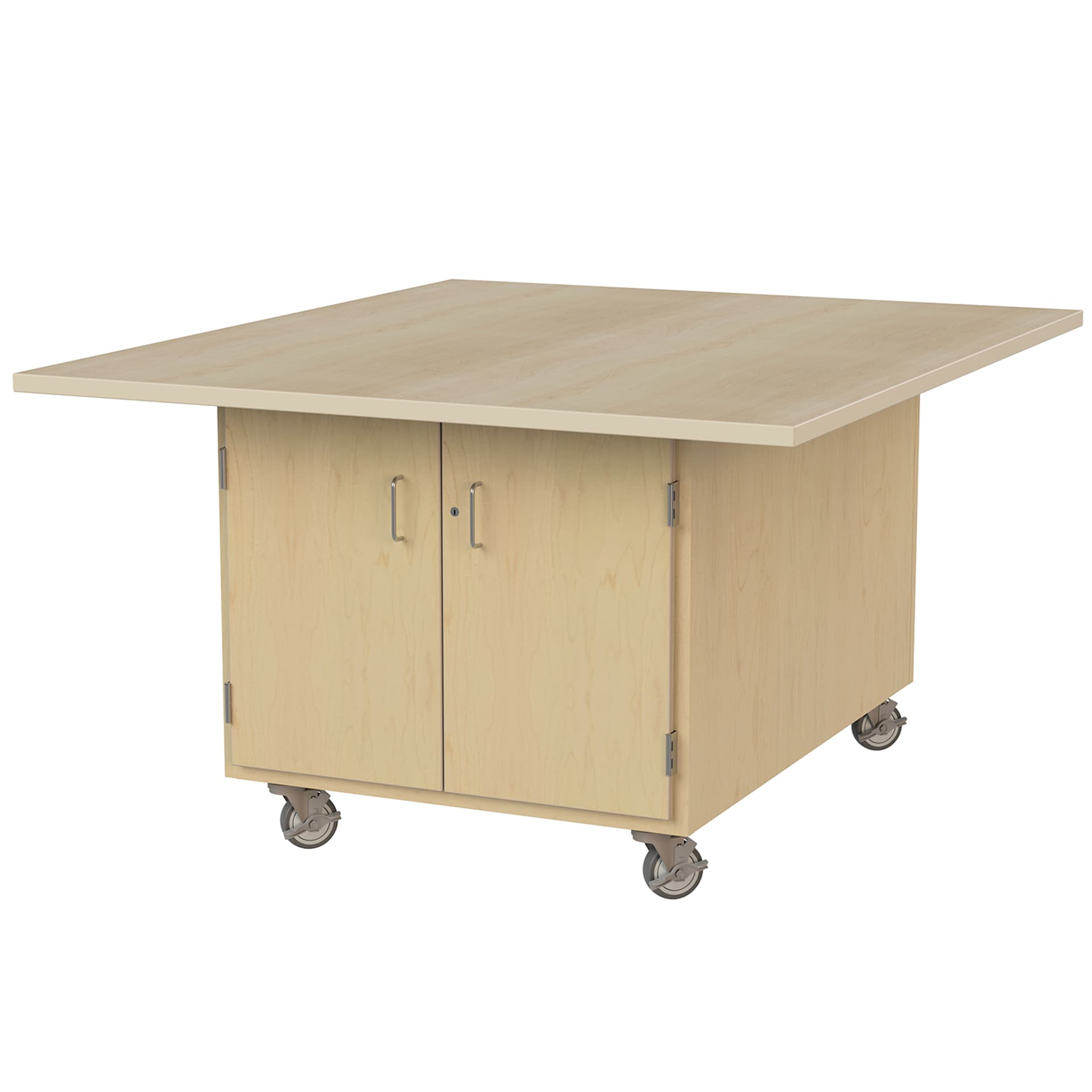 Hann Art and Printmaking Workstation - Maple Laminate Top, 2-Door, with Casters