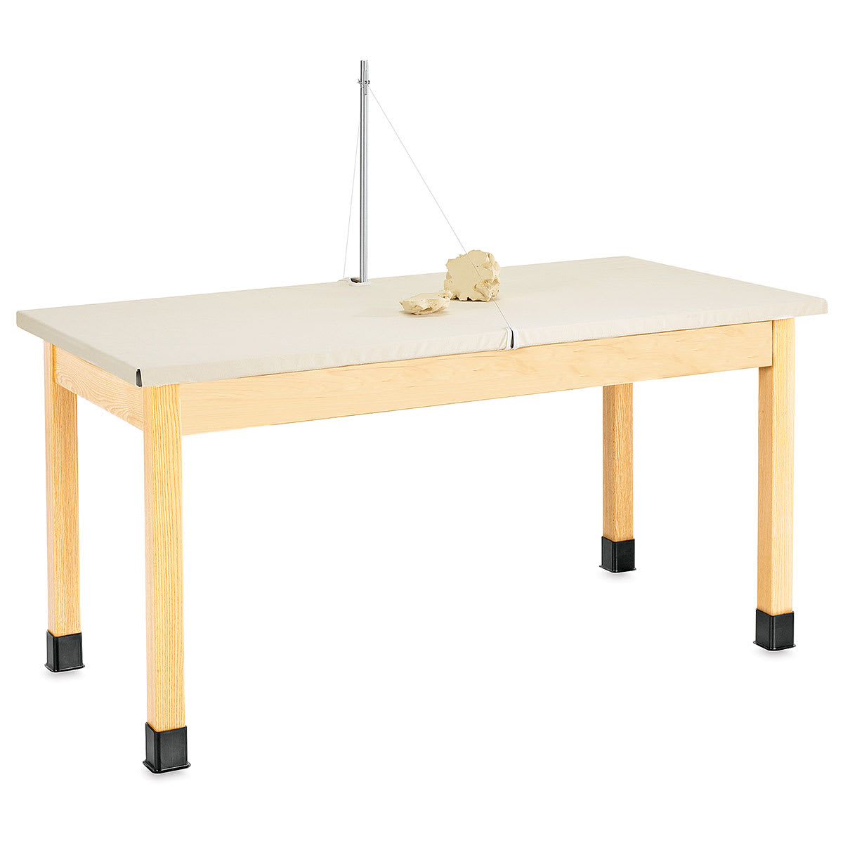 Diversified Spaces Clay Wedging Table - Angled view of table with lump of clay at clay cutter