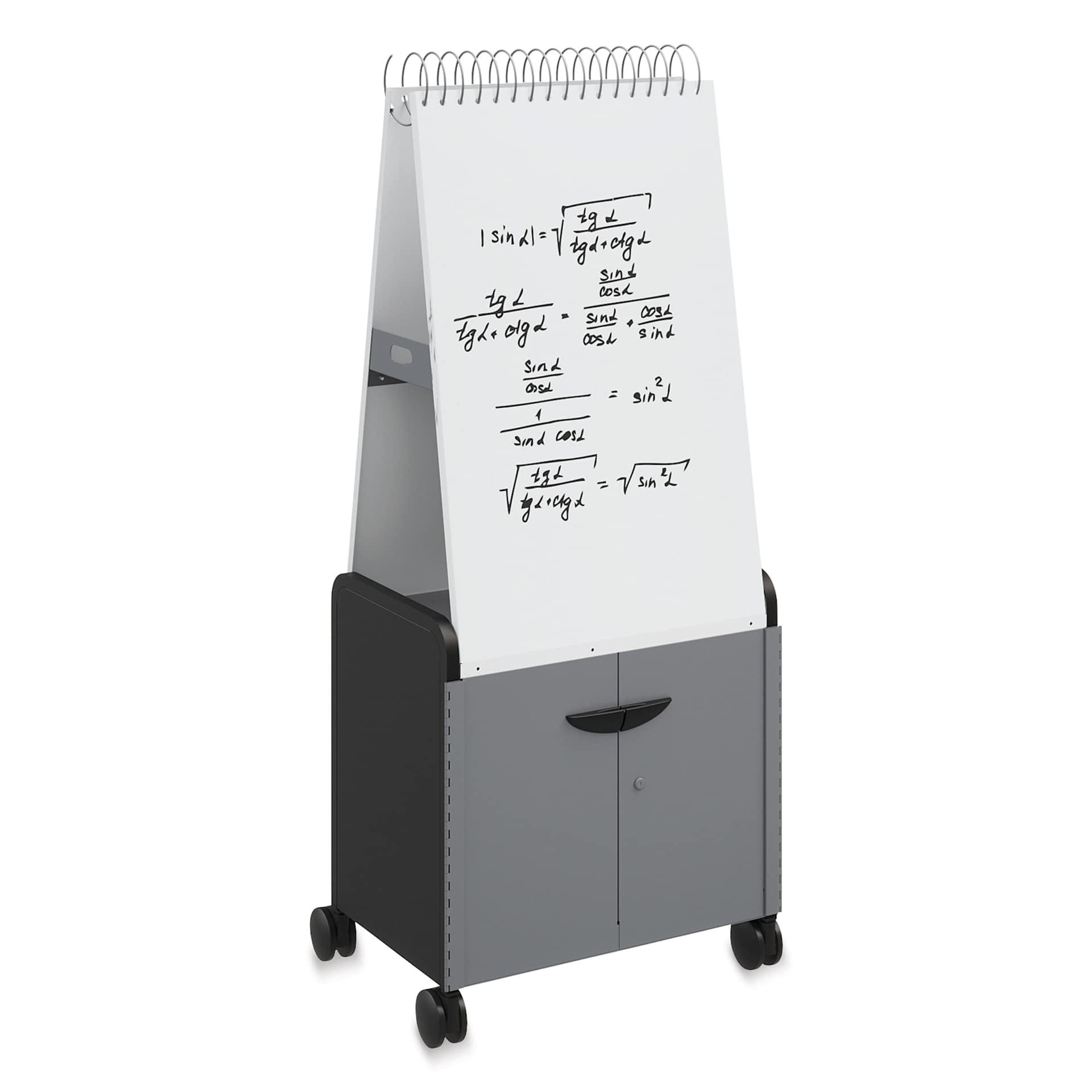 Smith Systems Cascade Spiral Noteboard Unit - Black, 3" Totes, With Doors