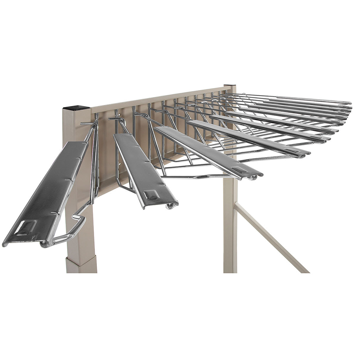 Vertical Files - Top portion of Mobile Rack showing Clamps