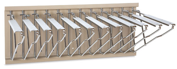 Vertical Files - Closeup of clamps on Pivot Wall Rack