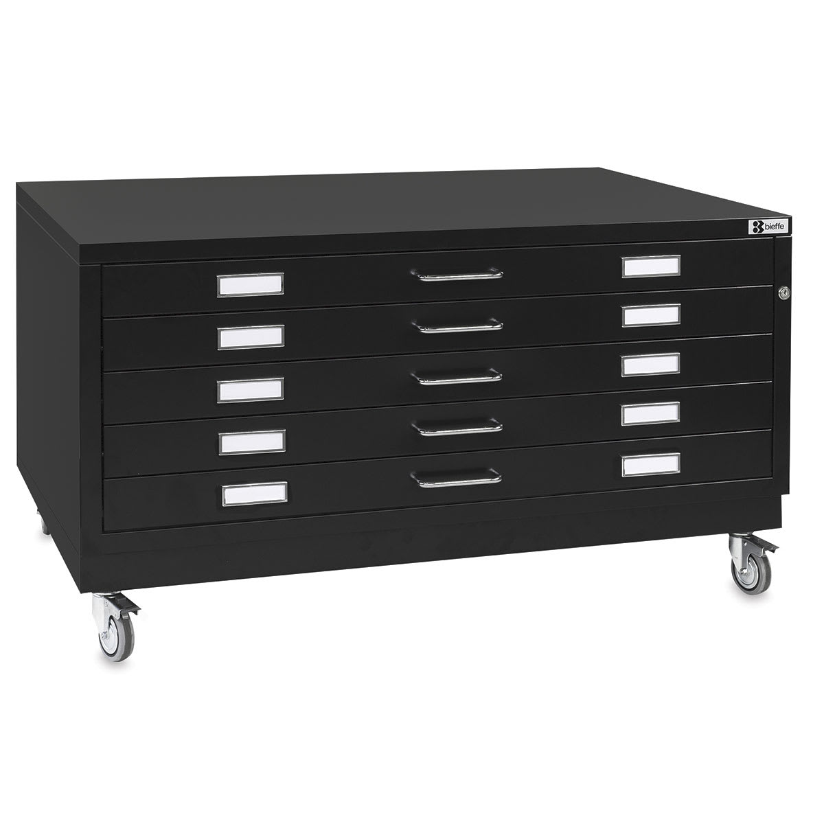Bieffe BF Line Flat File - Black, 5-Drawer, A1, 17-3/4" x 44-1/2" x 31 1/4"