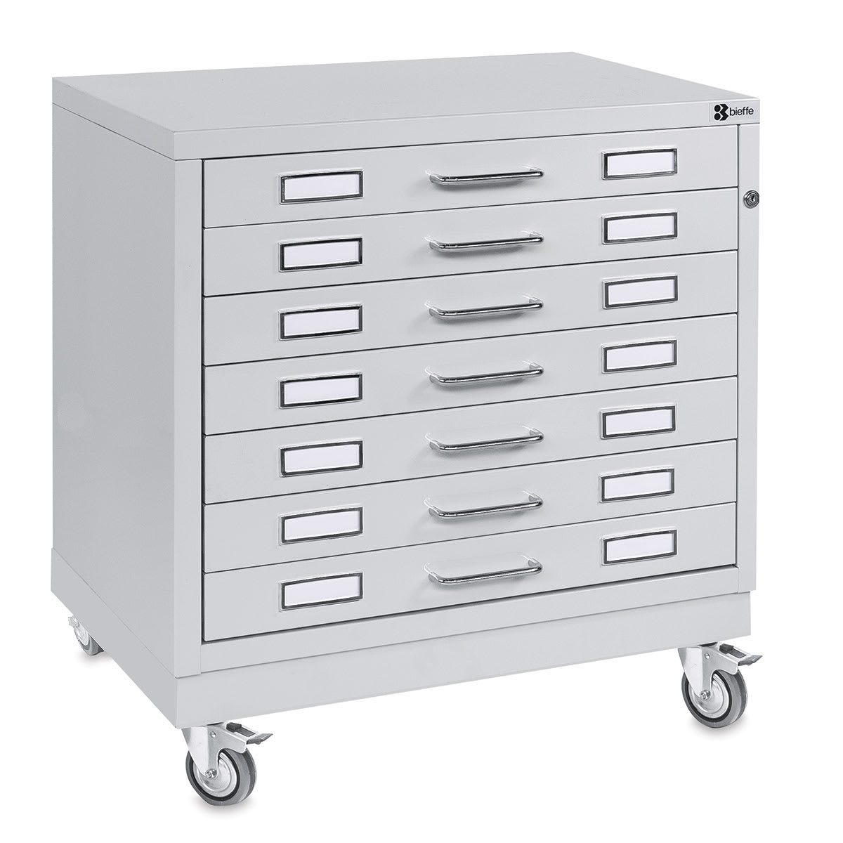 Bieffe BF Line Flat File - Light Grey, 7-Drawer, A2, 22-1/2" x 29-1/2" x 20-3/4"