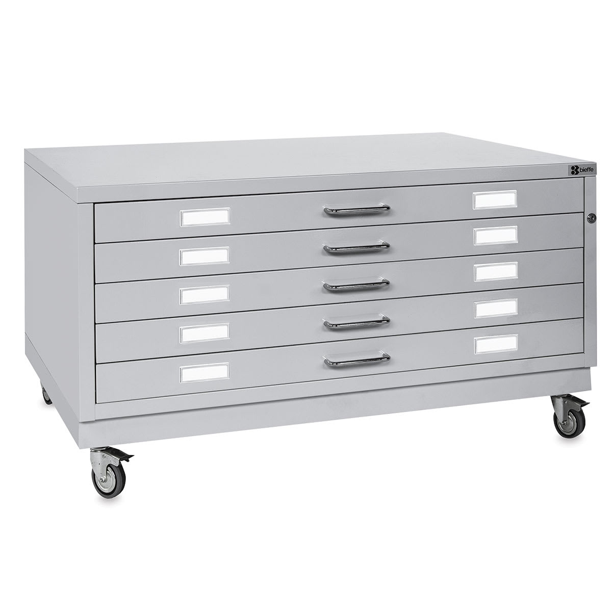 Bieffe BF Line Flat File - Light Grey, 5-Drawer, A1, 17-3/4" x 44-1/2" x 31-1/4" (Shown stacked)