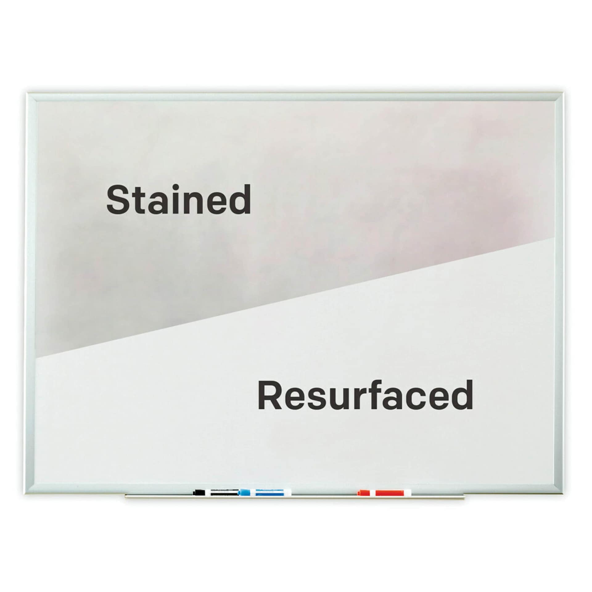 Post-it Super Sticky Dry Erase Surface Rolls - stained section compared to a resurfaced section