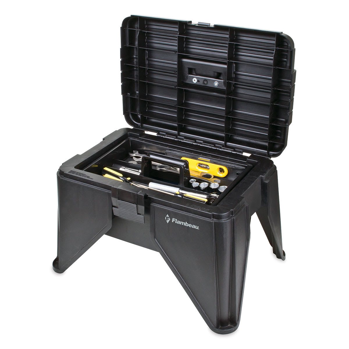 ArtBin Stand 'N Store Step Stool - Right angle of open stool showing lift out storage tray