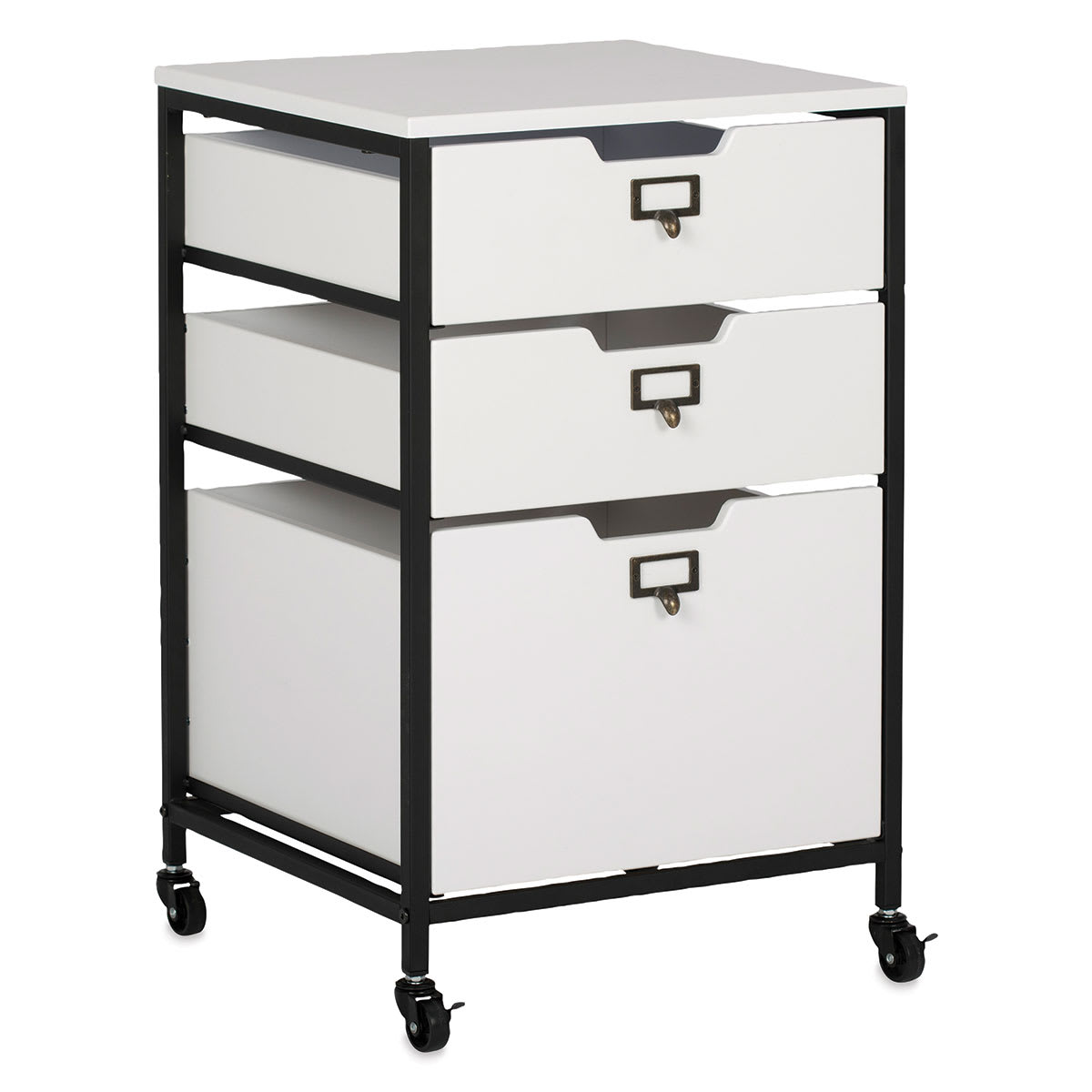 Studio Designs Storage Carts - Angled view of three drawer cart