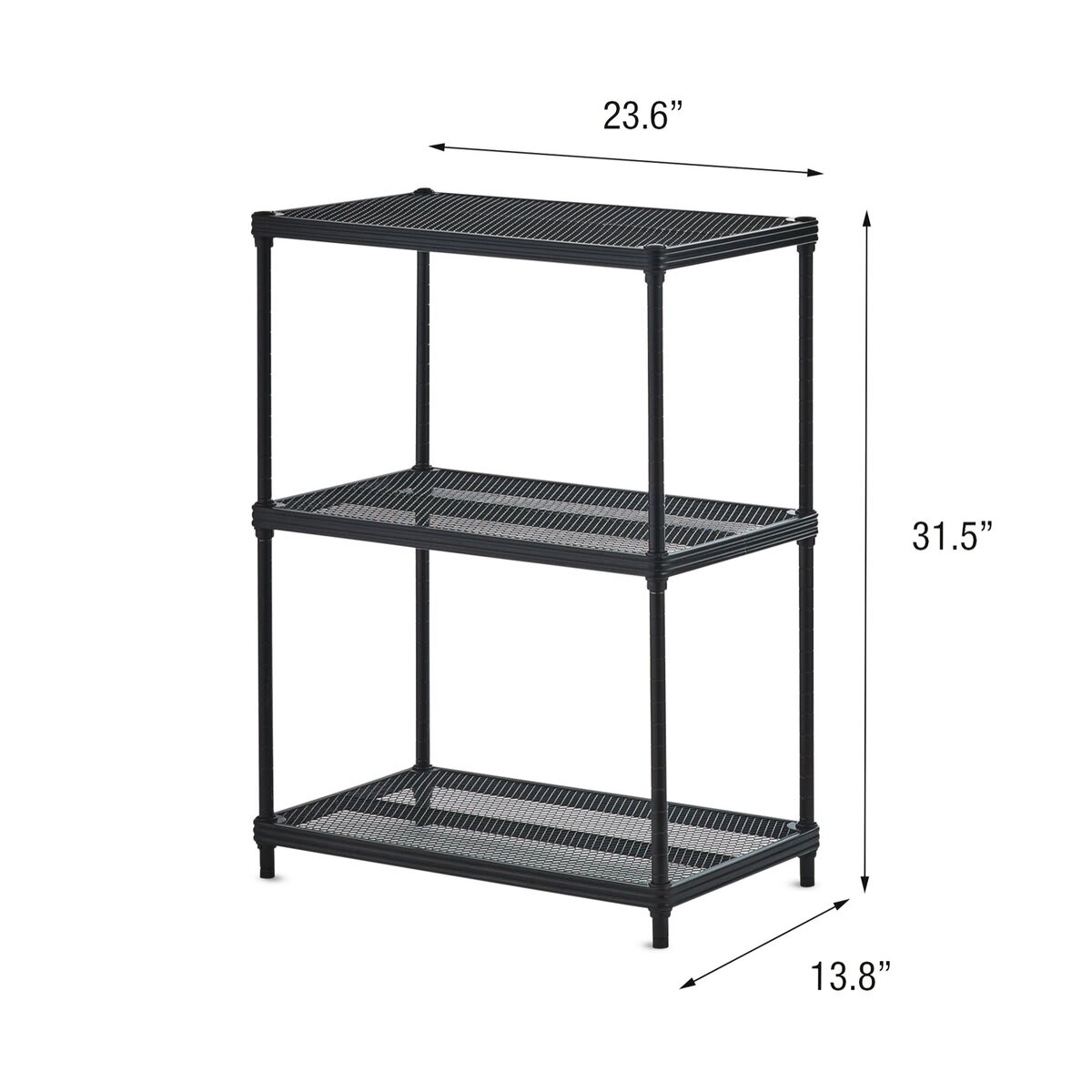 Design Ideas MeshWorks Shelving Units - 3 shelf unit shown with dimensions