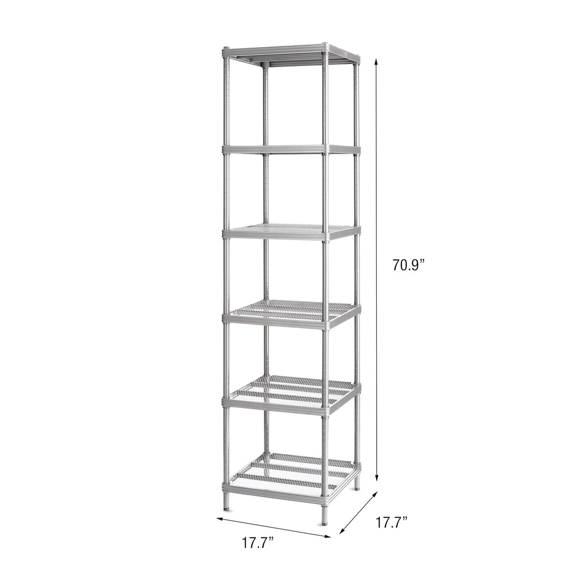 Design Ideas MeshWorks Shelving Units - 6 shelf Narrow unit shown with dimensions