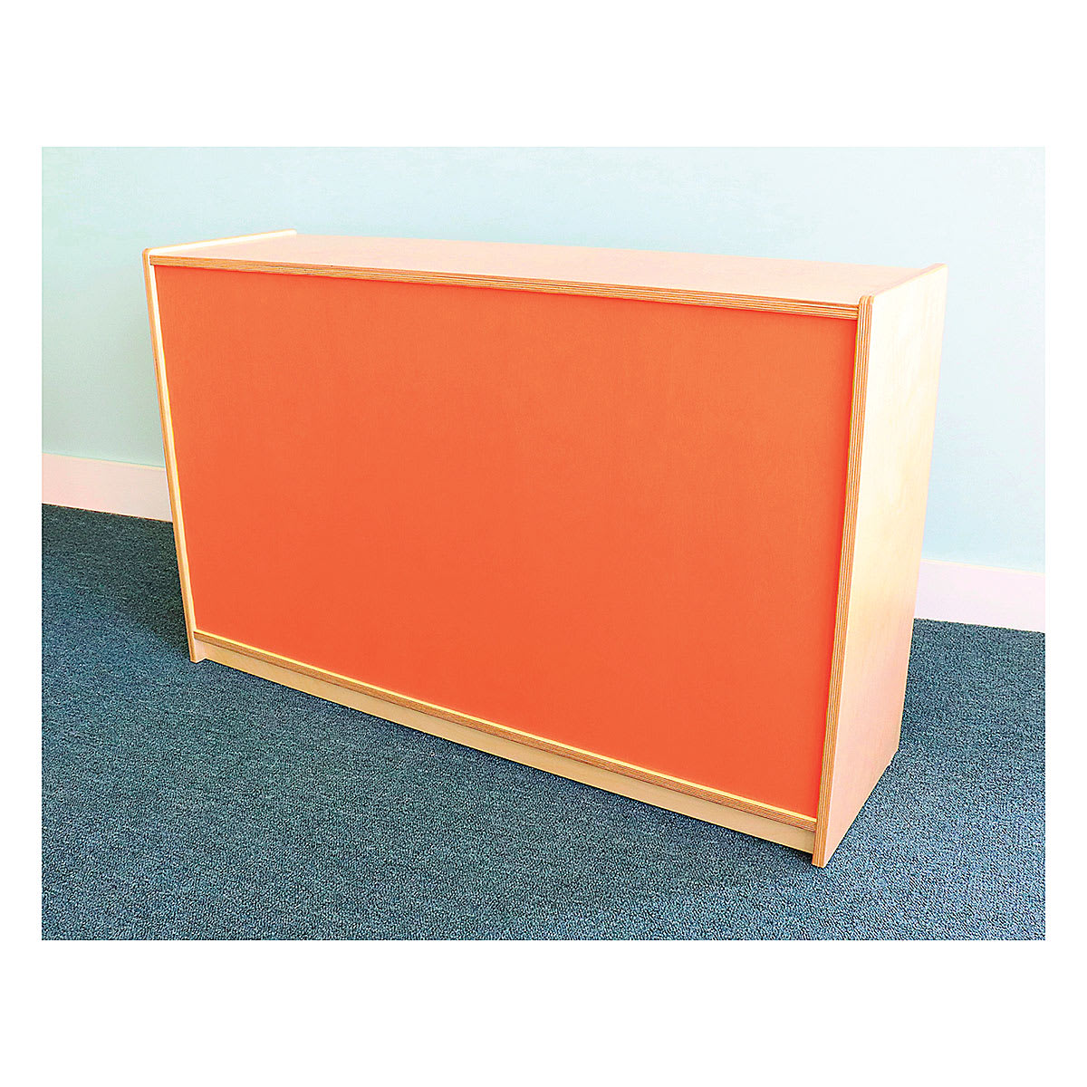 Whitney Brothers Plus Storage Cabinet - right angled rear view with orange back panel