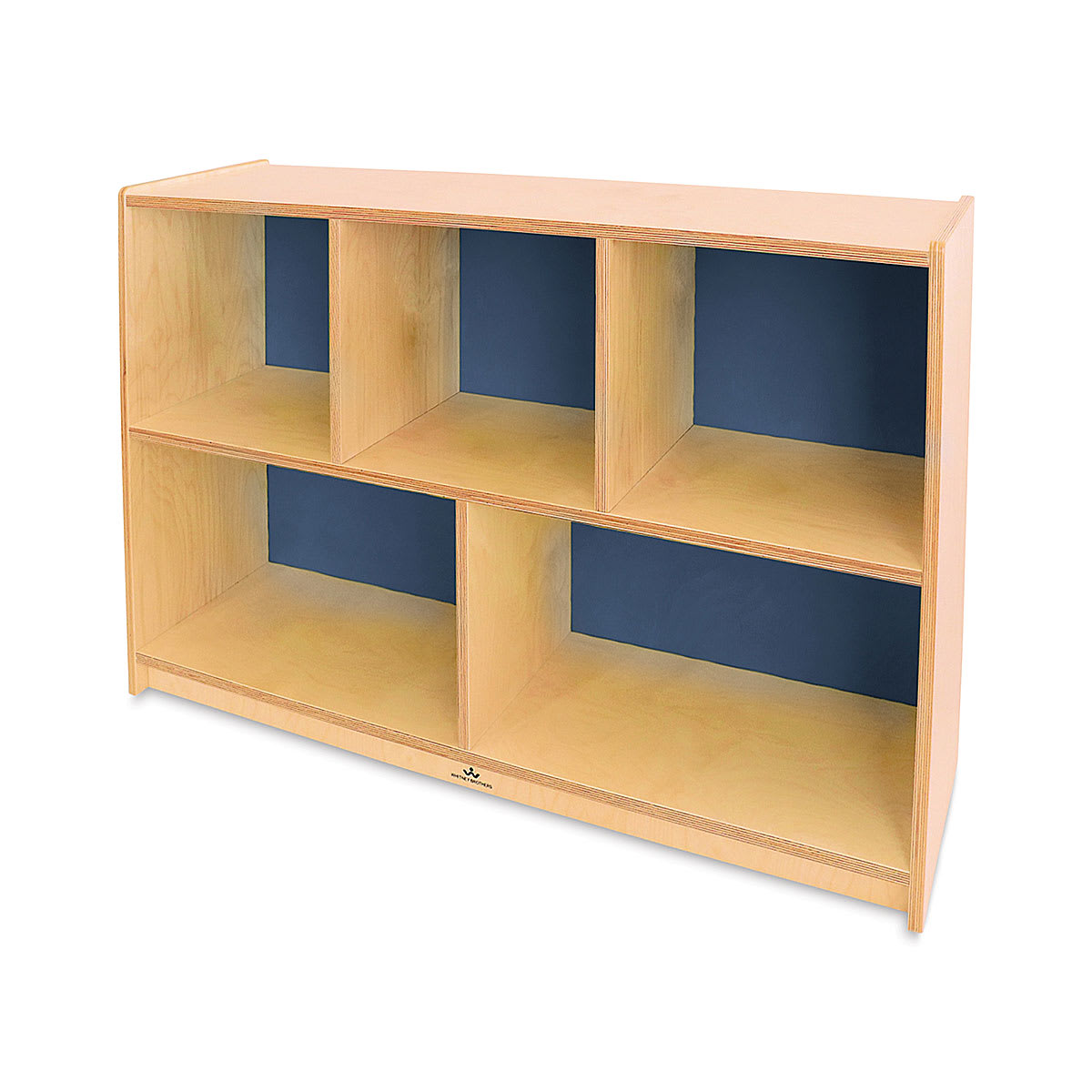Whitney Brothers Plus Storage Cabinet - right angled front view, blue back panel