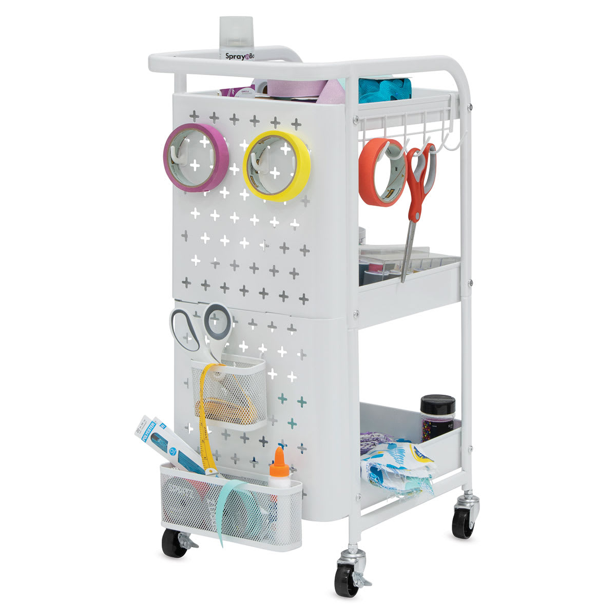 Studio Designs Streamline 3 Tier Cart - White, 13"W x 18-1/2"D x 30"H, Shown in use.