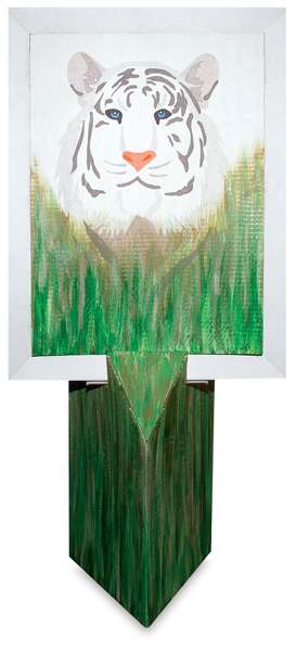 EASE-L Display Stand - Front view of Painted Stand holding picture of a Tiger
