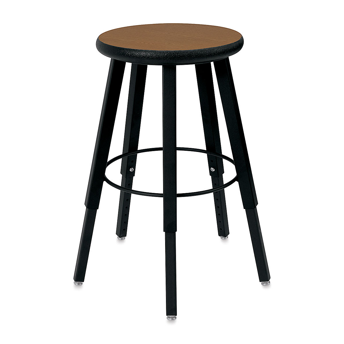 WB Mfg Solid Welded Stool - Adjustable 22" to 32", 5 Legs, Bannister Oak