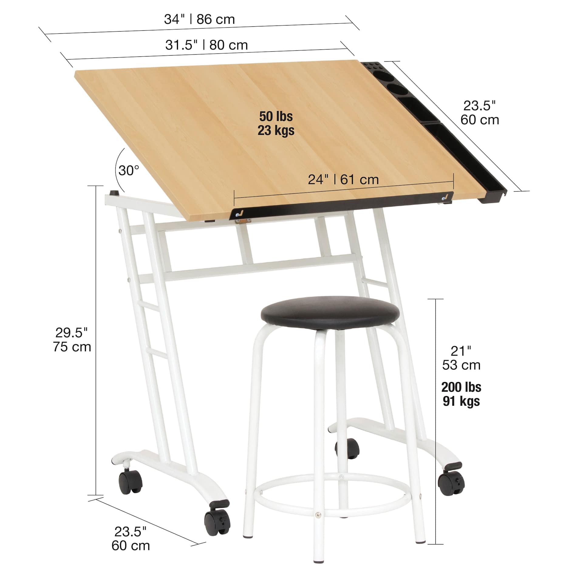 Studio Designs Craft Center Set with dimensions