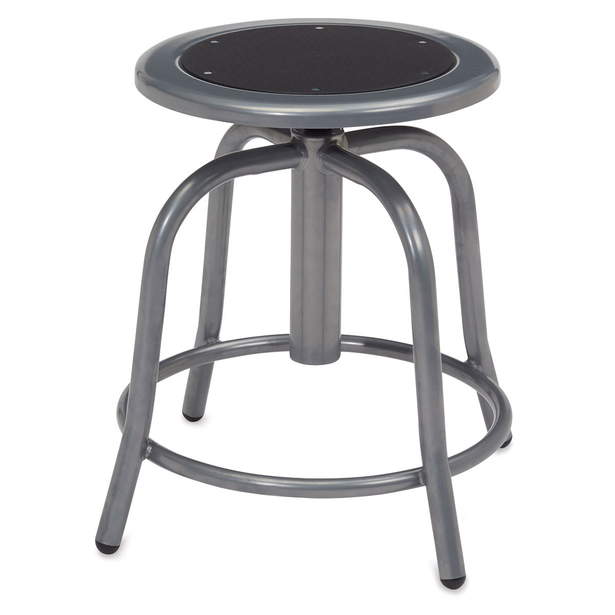 National Public Seating Designer Swivel Stool - Gray frame showing footring and Black seat