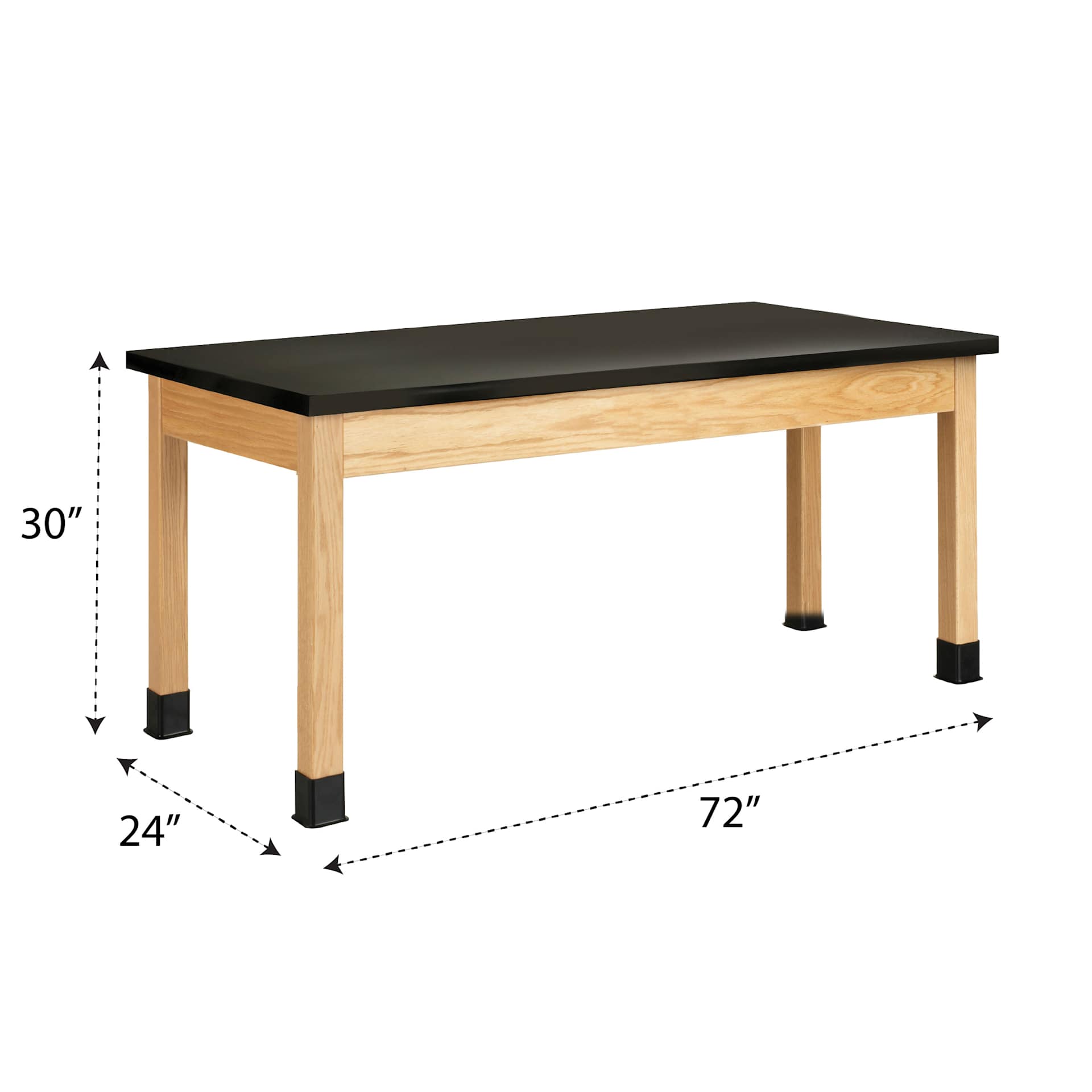 Diversified Spaces Plain Apron Table - ChemGuard Top, 24" x 72" with dimensions