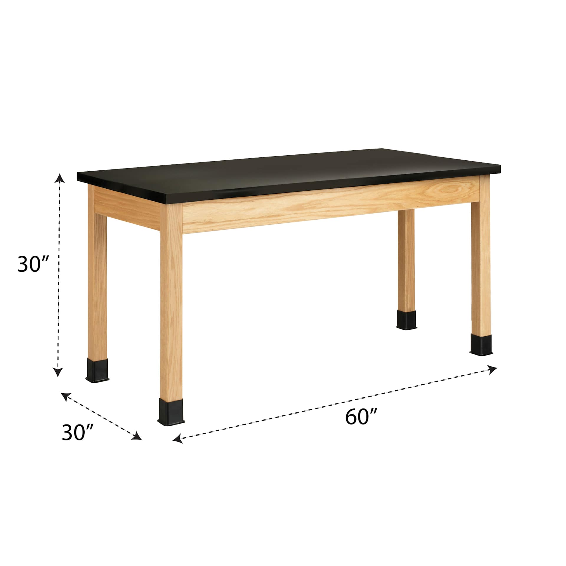 Diversified Spaces Plain Apron Table - Epoxy Resin Top, 30" x 60" with dimensions