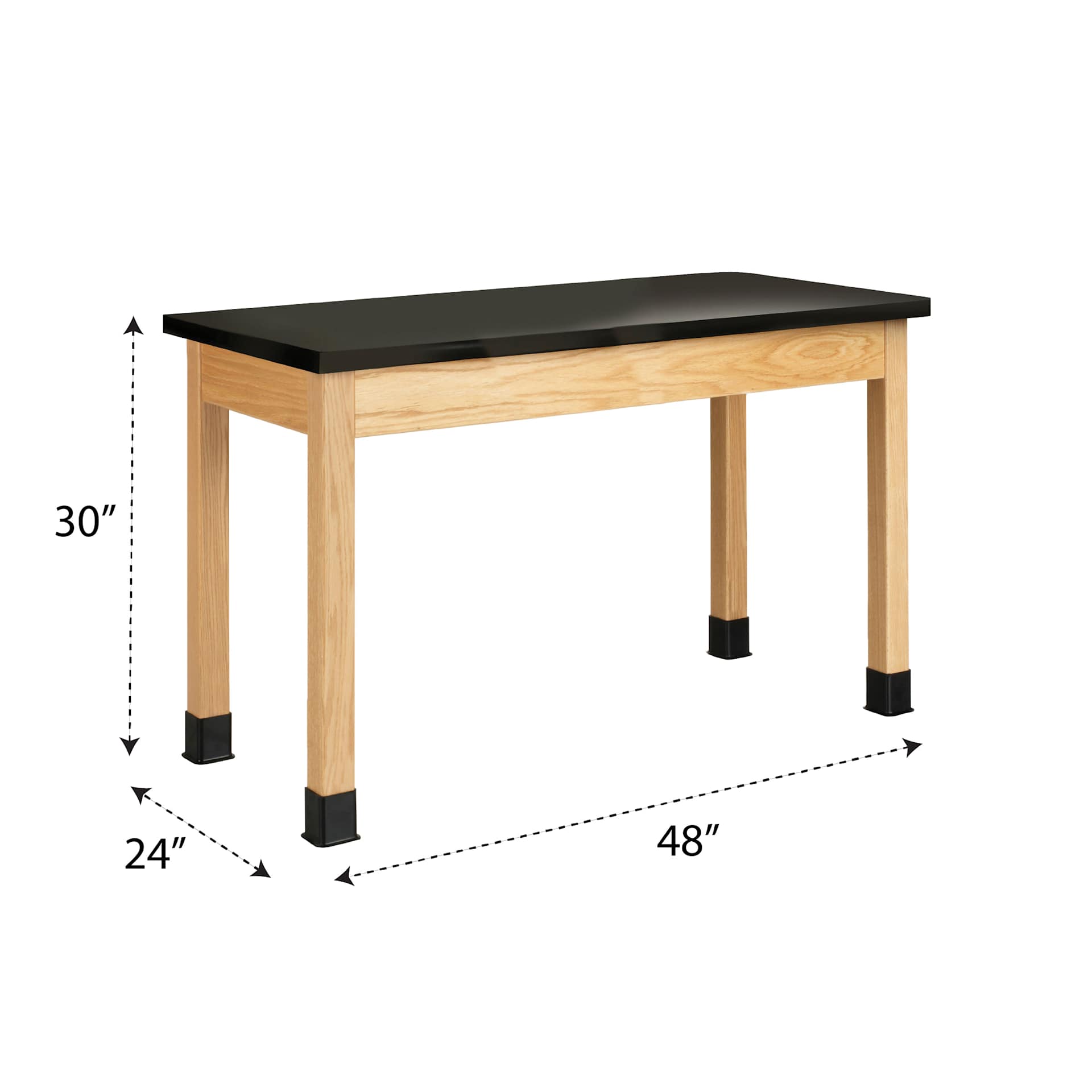 Diversified Spaces Plain Apron Table - Black Phenolic Top, 24" x 48" with dimensions