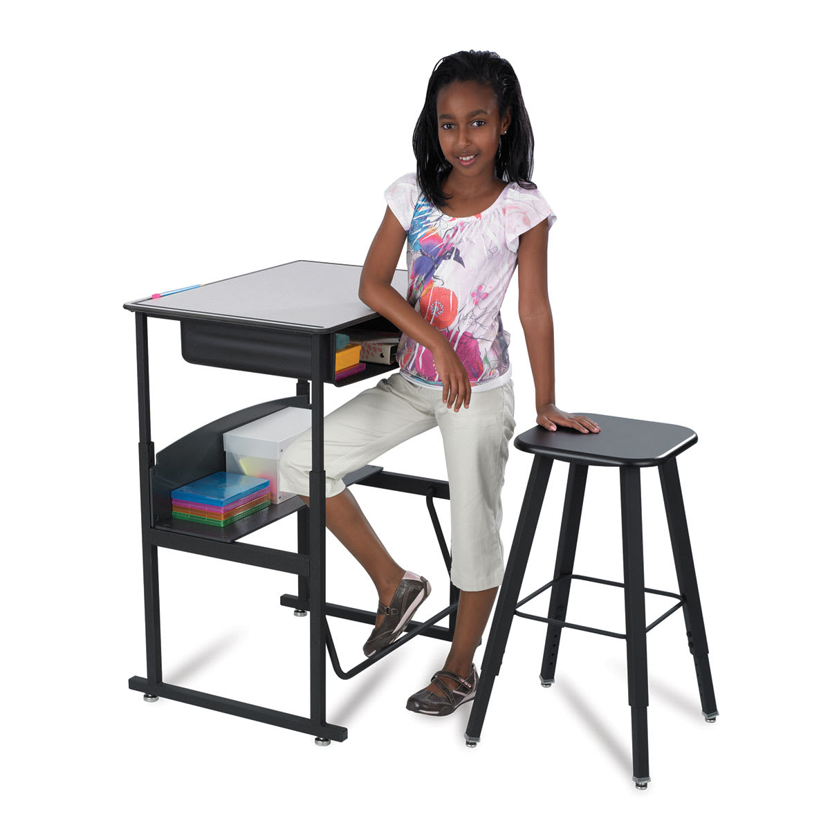 Safco AlphaBetter Stand-Up Desk - Premium Top with Book Box