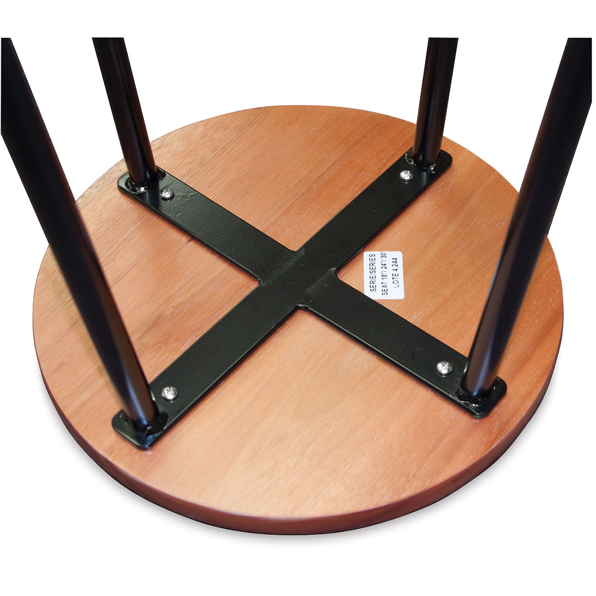 Richeson Lyptus and Steel Stool - Underside of stool showing steel cross bracing