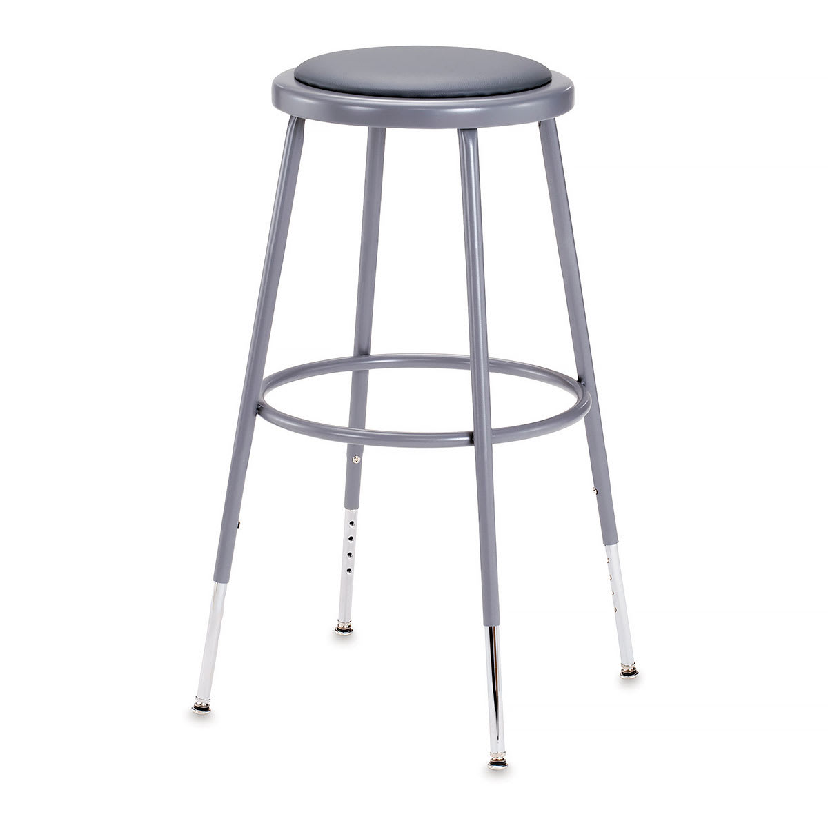 National Public Seating Corp. Adjustable Padded Stool - 25" - 33" Tall, Grey