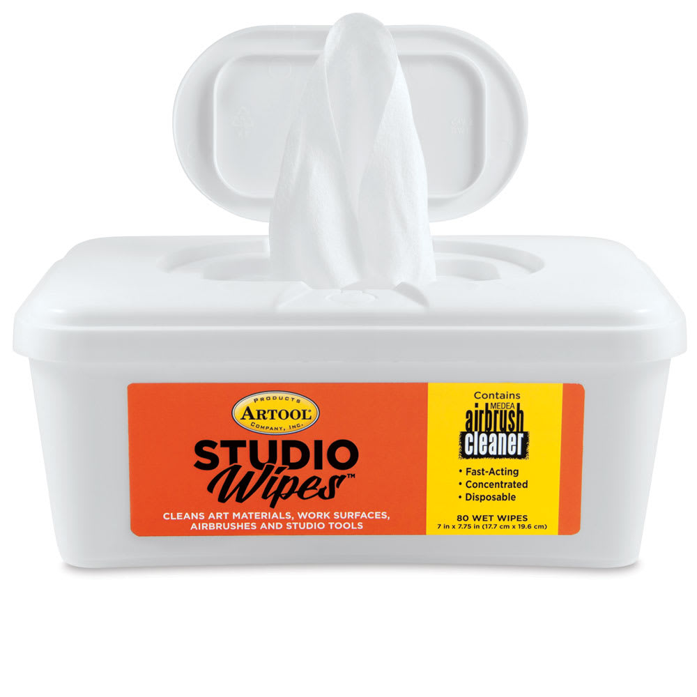 Artool Studio Wipes - Open Pop up Dispenser showing Wipes