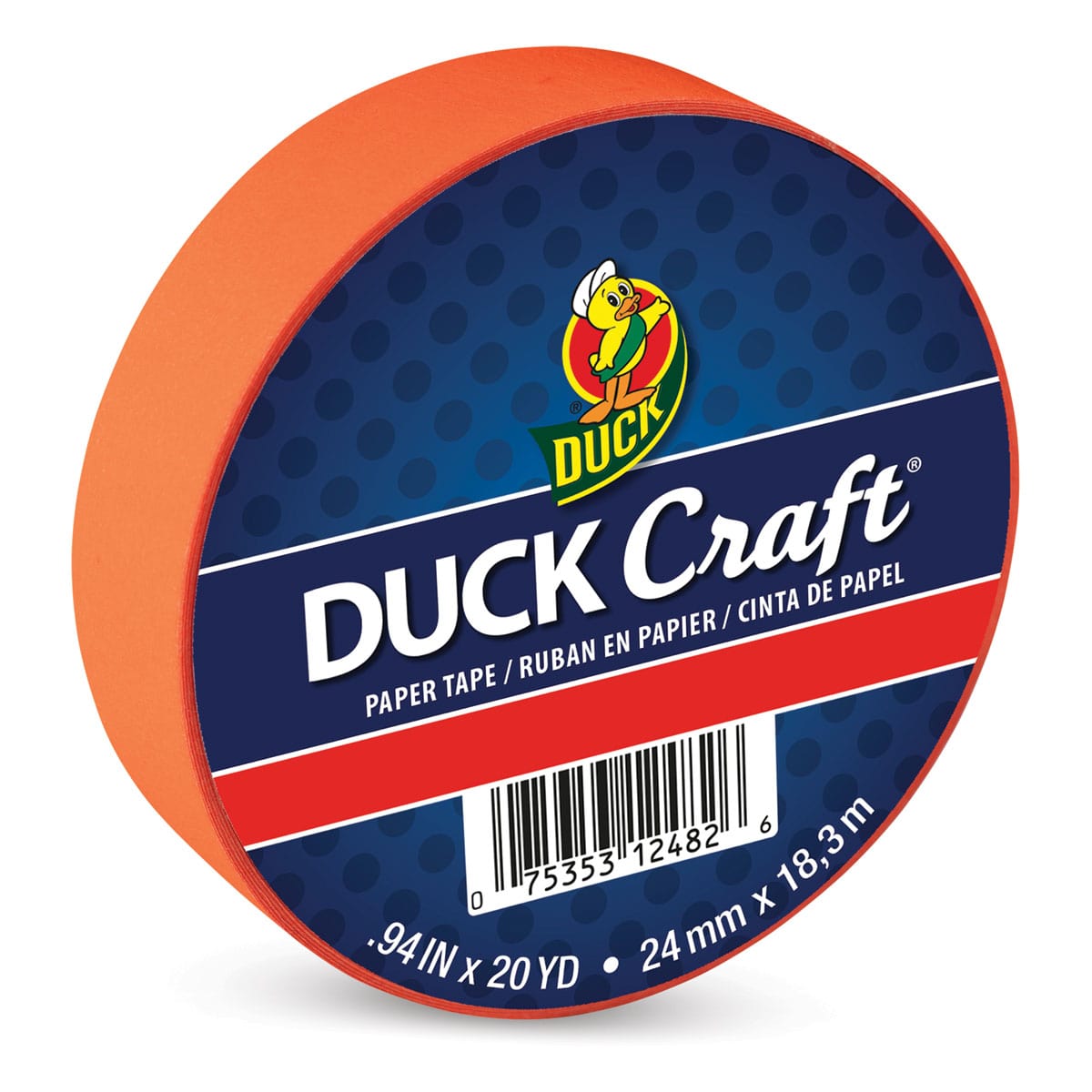 Duck Craft Paper Tapes - Neon Red-Orange, .94" X 20 yds with packaging