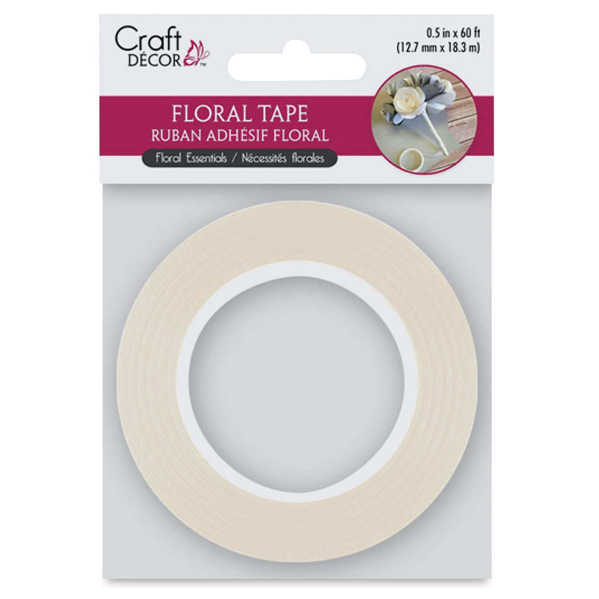 Craft Decor Floral Tape - White, 60 ft (In packaging)