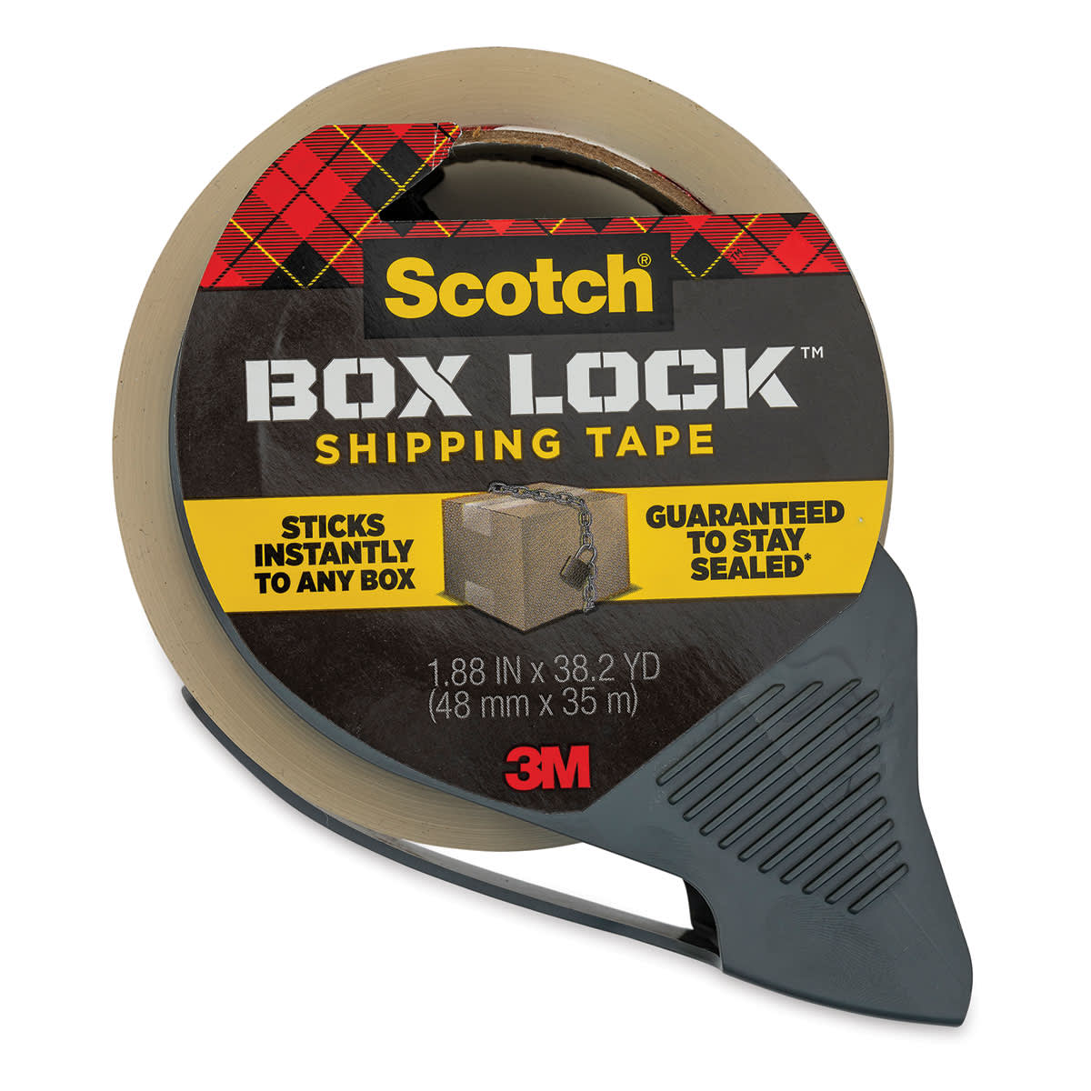 Scotch Box Lock Shipping Tape With Dispenser - 1.88" x 38.2 Yards, Side
