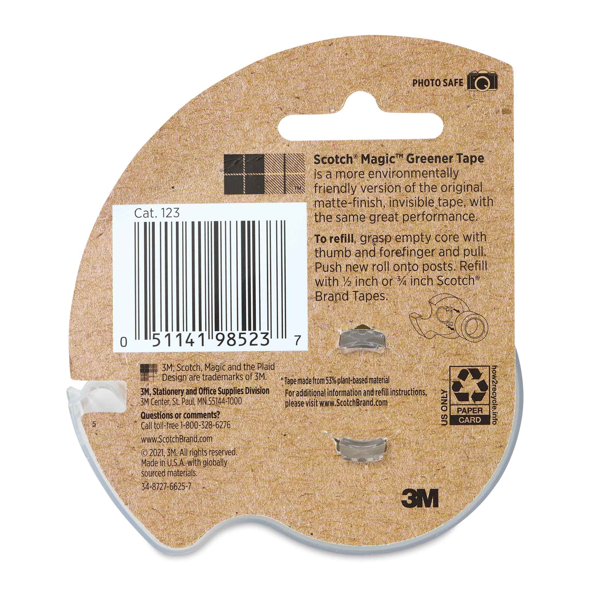 Scotch Magic Greener Tape (Back of package)