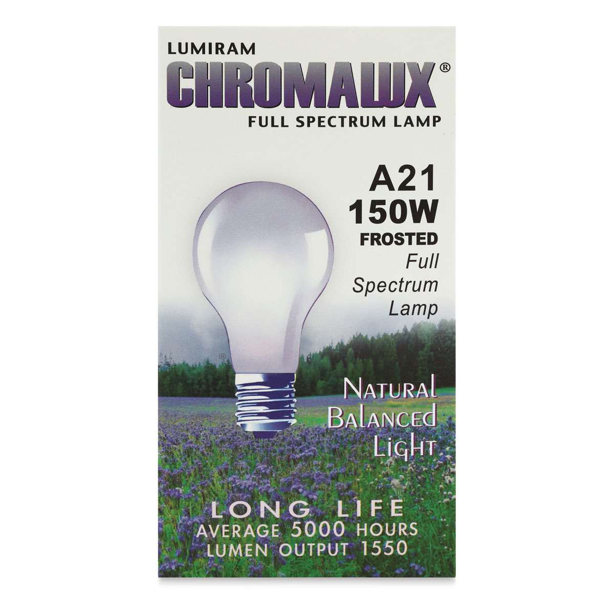 Chromalux Full Spectrum Incandescent Light Bulb - Front view of 150 Watt package Chromalux Full Spectrum Incandescent Light Bulb - Front view of 150 Watt package