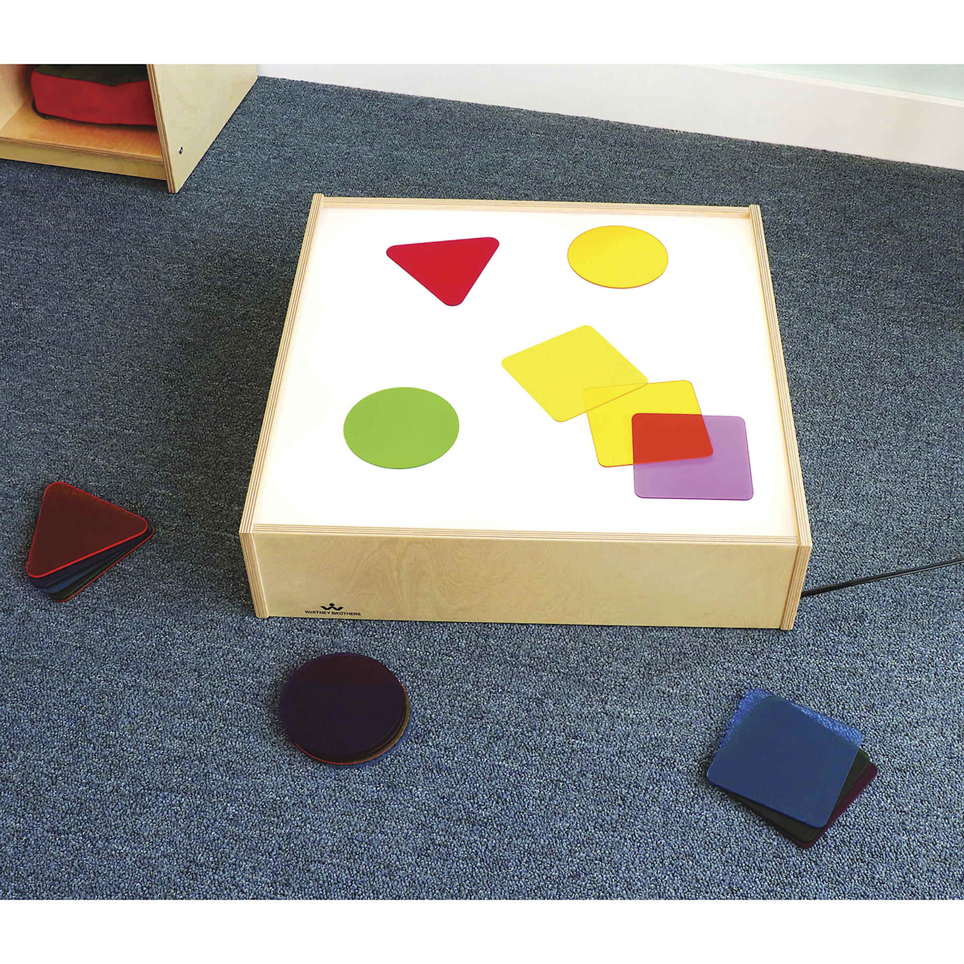 Whitney Brothers Tabletop Light Box, with translucent shapes on top