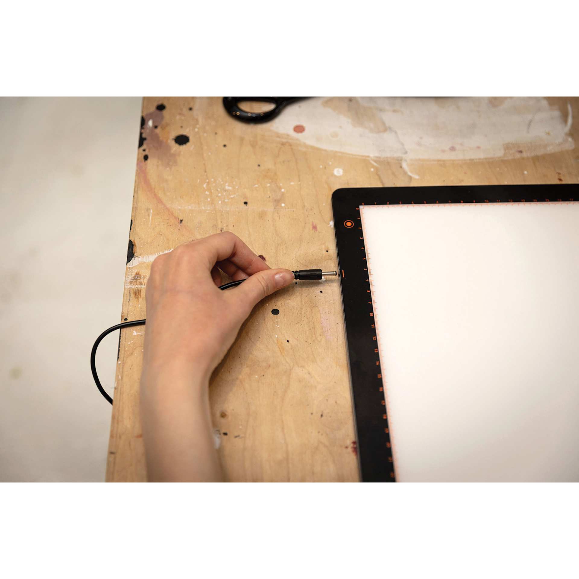Daylight Wafer LED Light Pad - 20" x 25" - showing electrical cord plug in