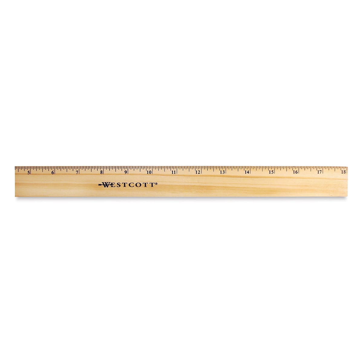 Westcott Ruler with Single Metal Edge - , 18", Wood with Single Metal Edge