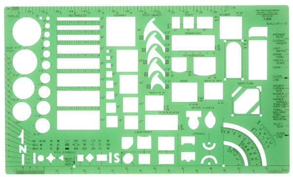 Westcott Architectural Template - Top view of Template