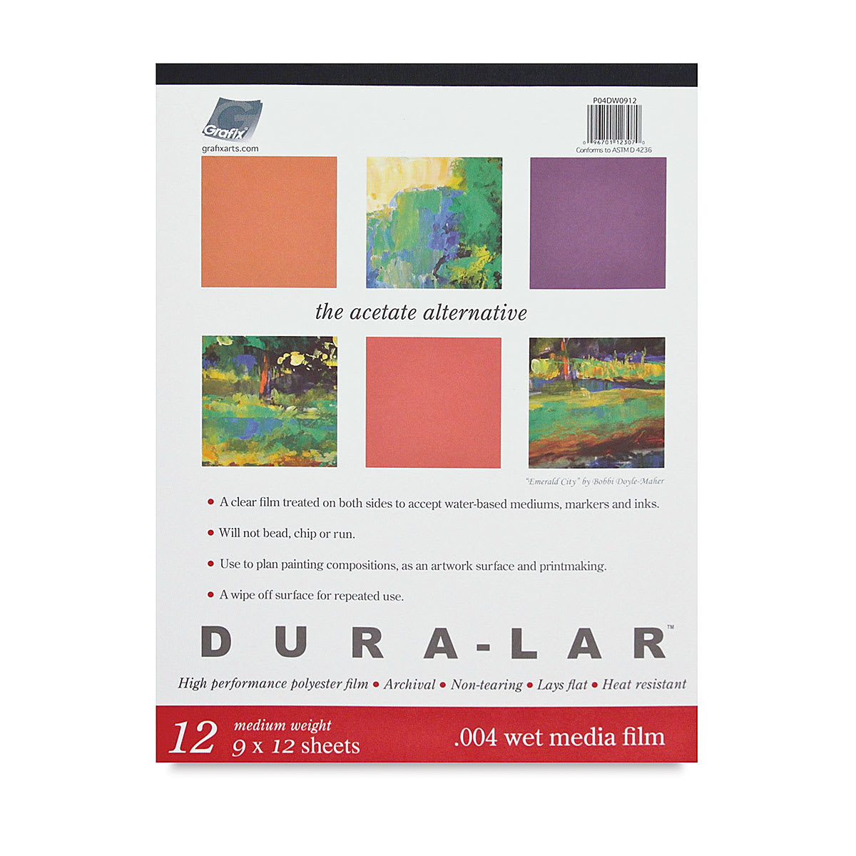 Grafix Dura-Lar Clear Acetate Alternative - 9" x 12" x .003", Pad, 25 Sheets