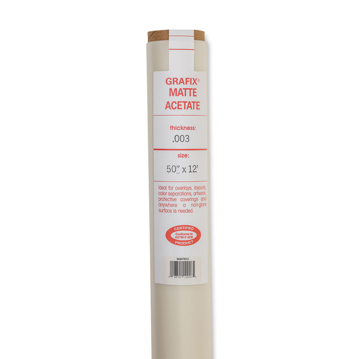 Grafix Matte Acetate - 50" x 12 ft x .003", Roll - front of packaging