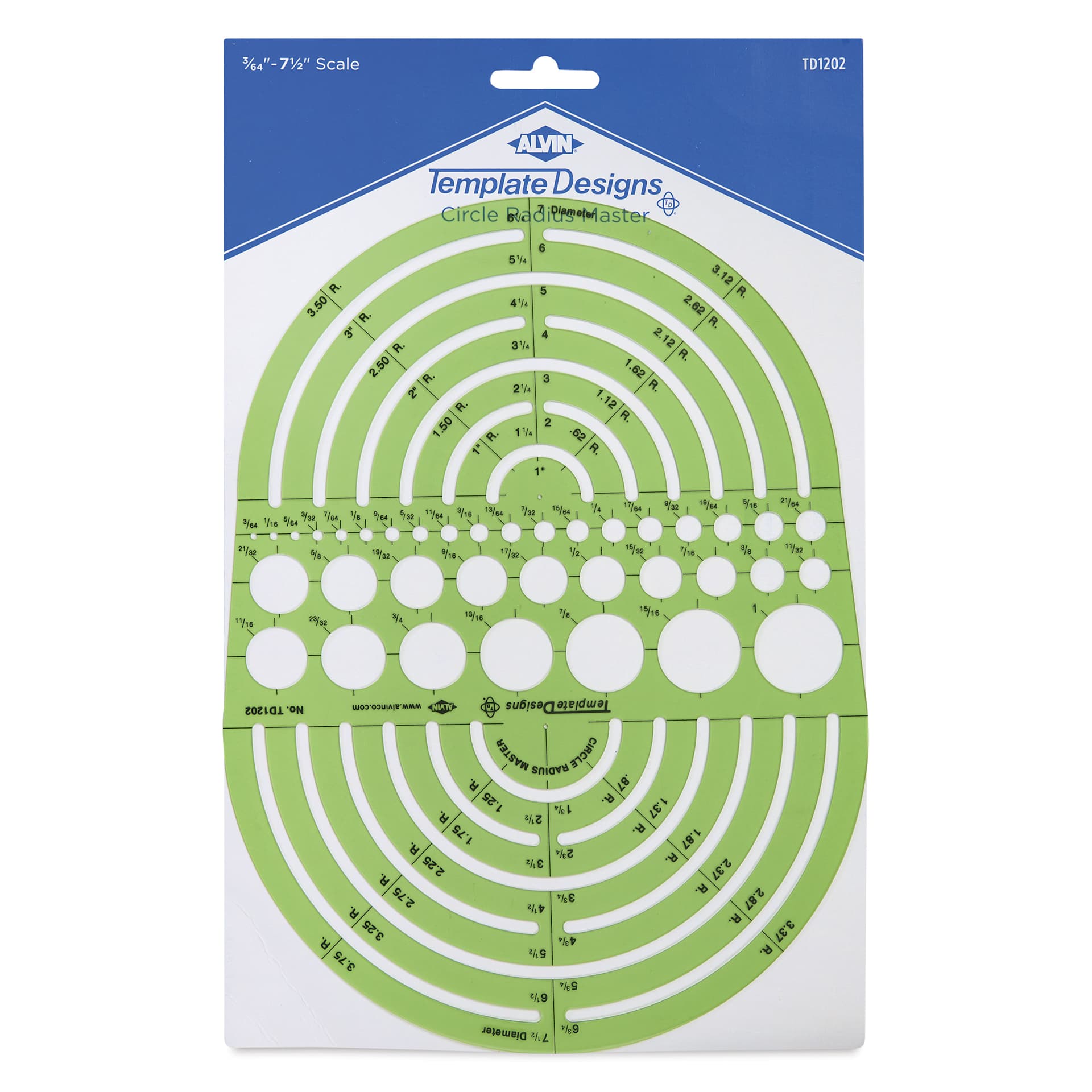 Alvin Templates - Circle Radius Master, 5-1/2" x 11-1/2", front of packaging